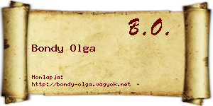 Bondy Olga névjegykártya